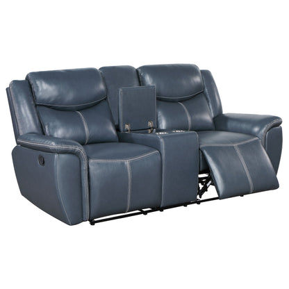 Loveseat reclinable con brazos acolchados y tapizado Sloane azul