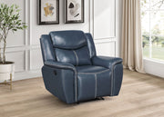 Sillón reclinable Sloane con brazos acolchados y tapizados, color azul