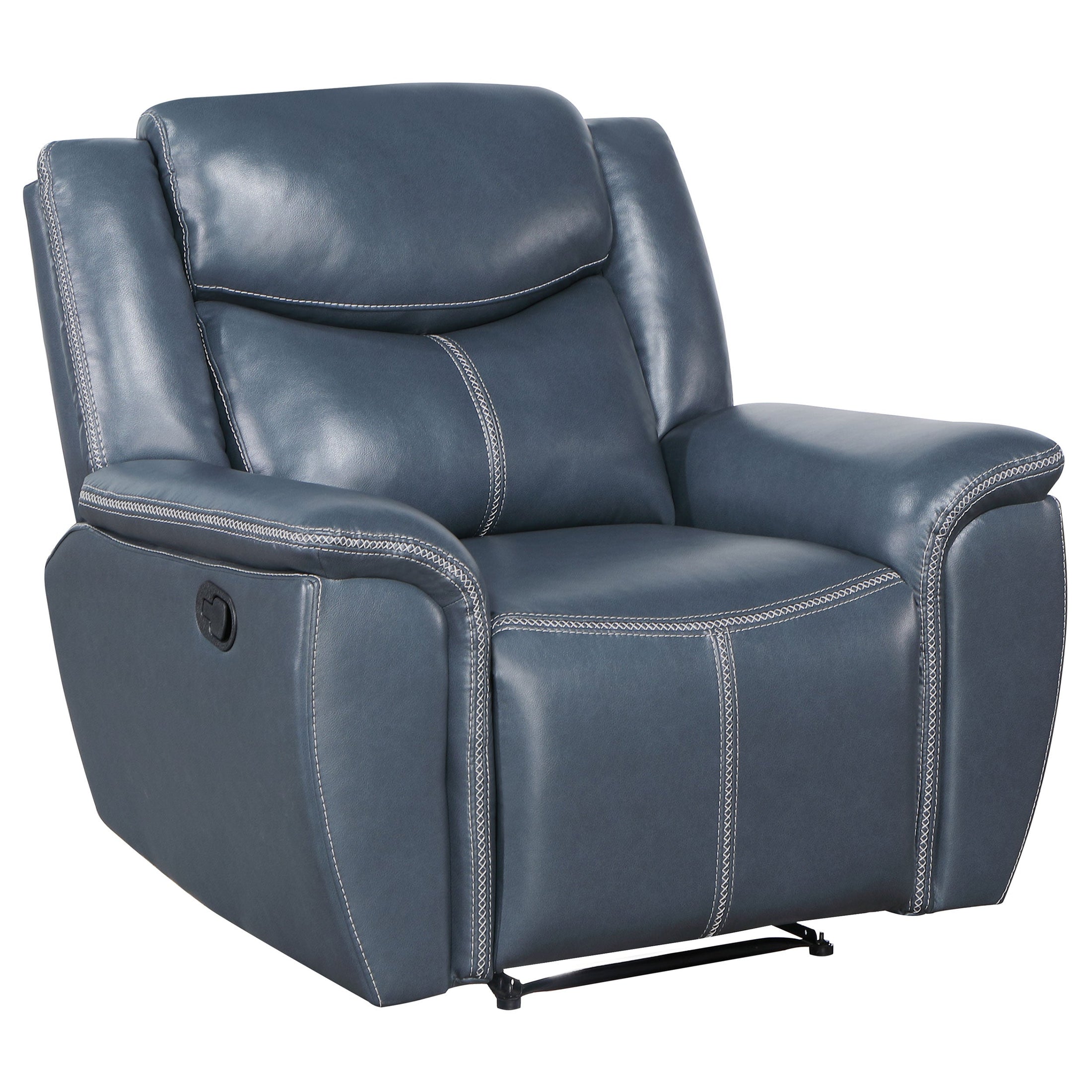 Sillón reclinable Sloane con brazos acolchados y tapizados, color azul