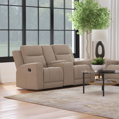 Loveseat reclinable con movimiento tapizado Brentwood en color topo