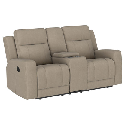 Loveseat reclinable con movimiento tapizado Brentwood en color topo