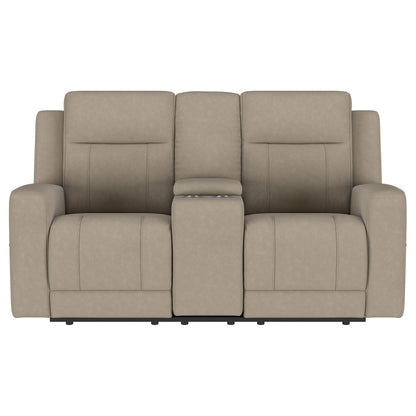 Loveseat reclinable con movimiento tapizado Brentwood en color topo
