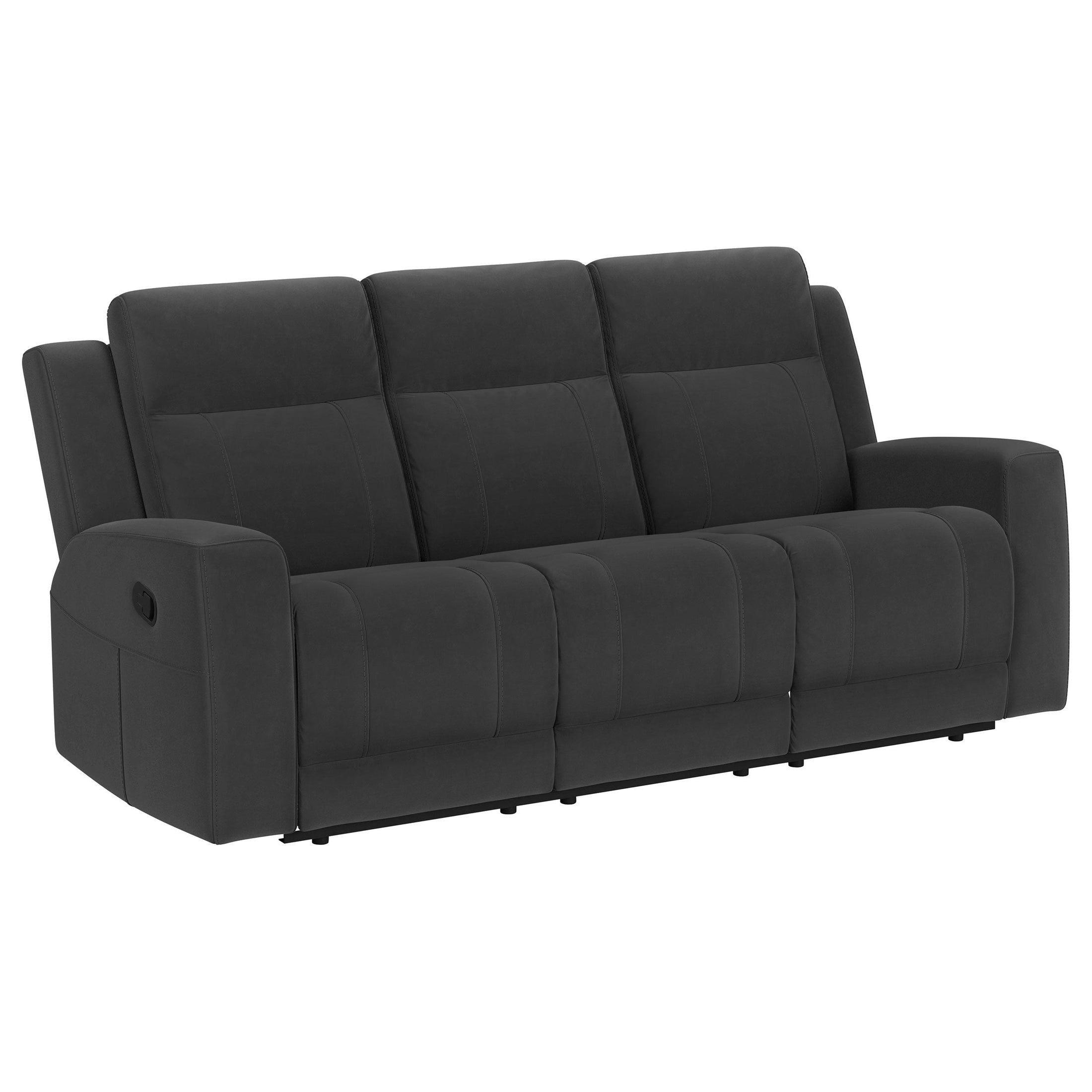 Sofá reclinable móvil tapizado Brentwood en color carbón oscuro