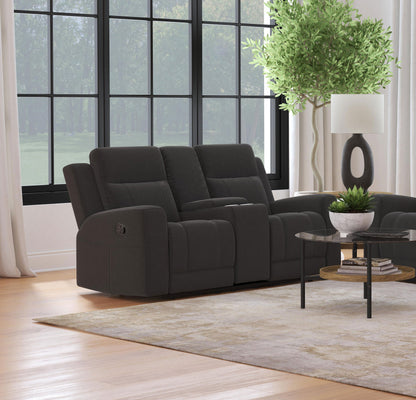 Loveseat reclinable con movimiento tapizado Brentwood en color topo