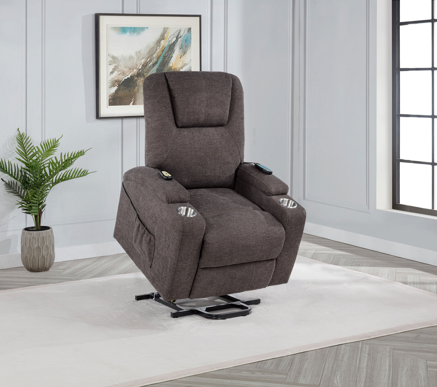Louie Chenille Upholstered Power Lift Massage Chair