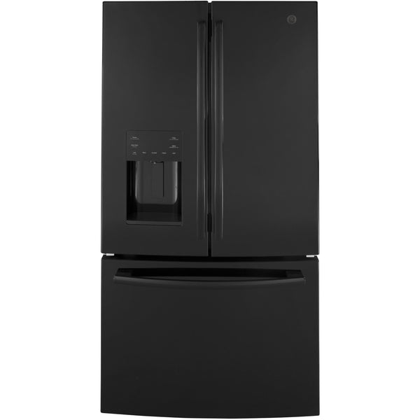 GE 36-inch, 25.6 cu. ft. French 3-Door Refrigerator GFE26JGMBB