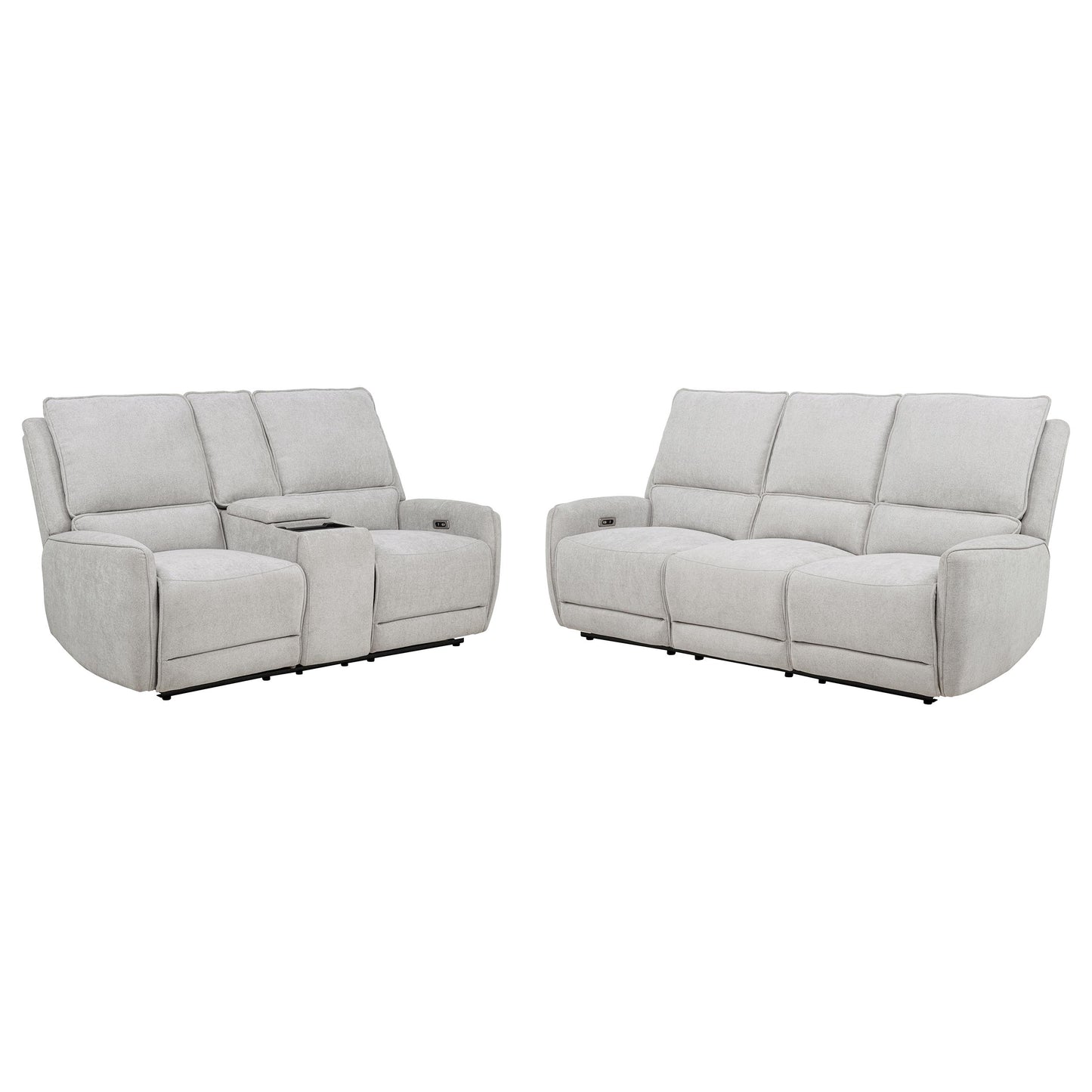 Sylmar Chenille Power Reclining Sofa Set Dove Grey