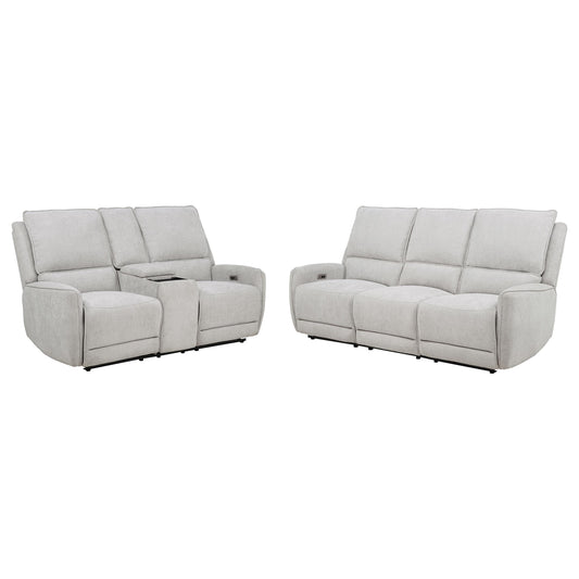 Sylmar Chenille Power Reclining Sofa Set Dove Grey