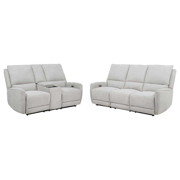 Sylmar Chenille Power Reclining Sofa Set Dove Grey