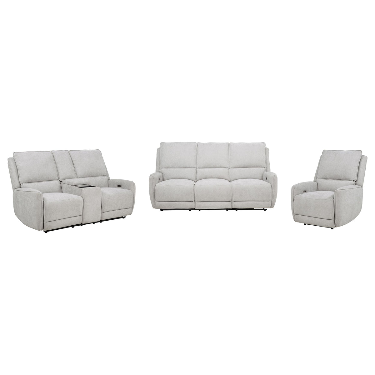 Sylmar Chenille Power Reclining Sofa Set Dove Grey