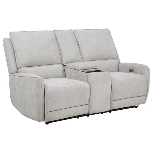 Sylmar Chenille Upholstered Power Reclining Loveseat Grey