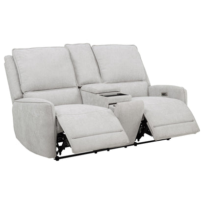 Sylmar Chenille Upholstered Power Reclining Loveseat Grey