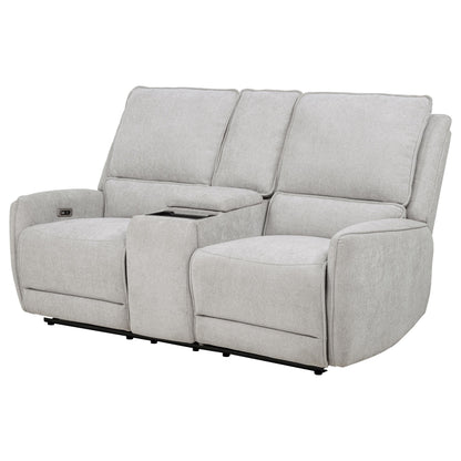 Sylmar Chenille Upholstered Power Reclining Loveseat Grey