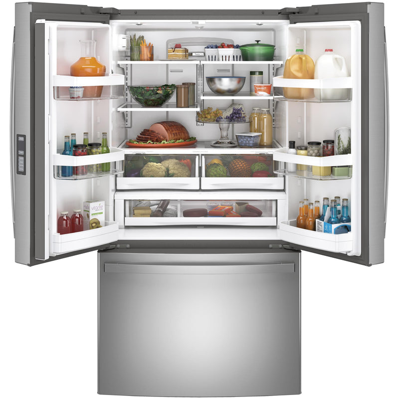 GE 36-inch, 28.7 cu. ft. French 3-Door Refrigerator with Icemaker GNE29GYNFS