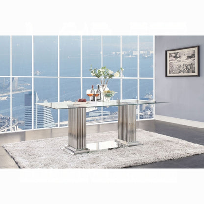 7-Piece Cyrene Dining Room Set in Glass & Mirror