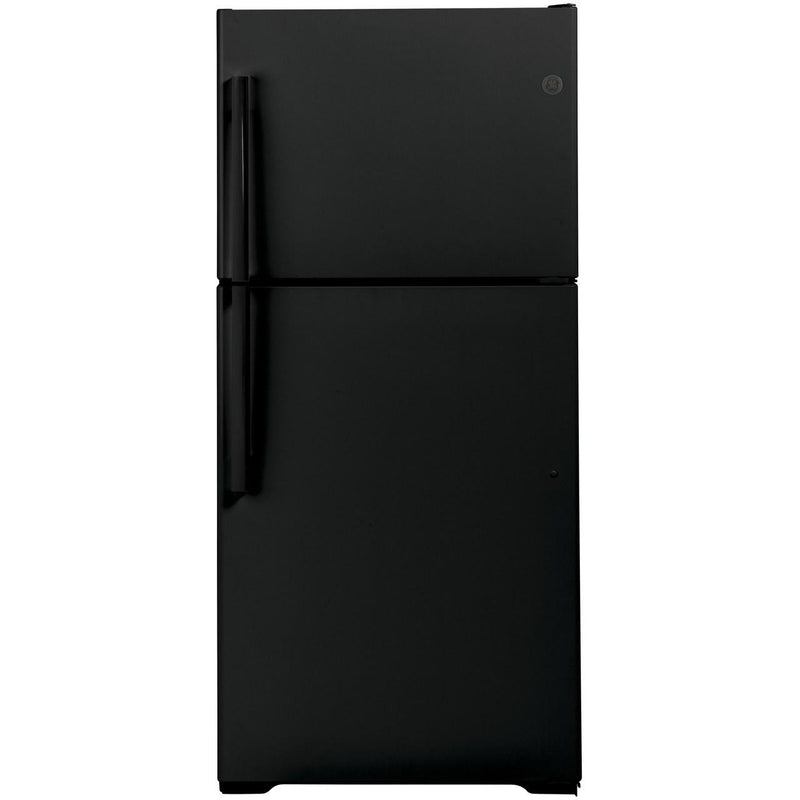 GE 33-inch, 21.9 cu. ft. Top Freezer Refrigerator with edge-to-edge glass shelves GTE22JTNRBB