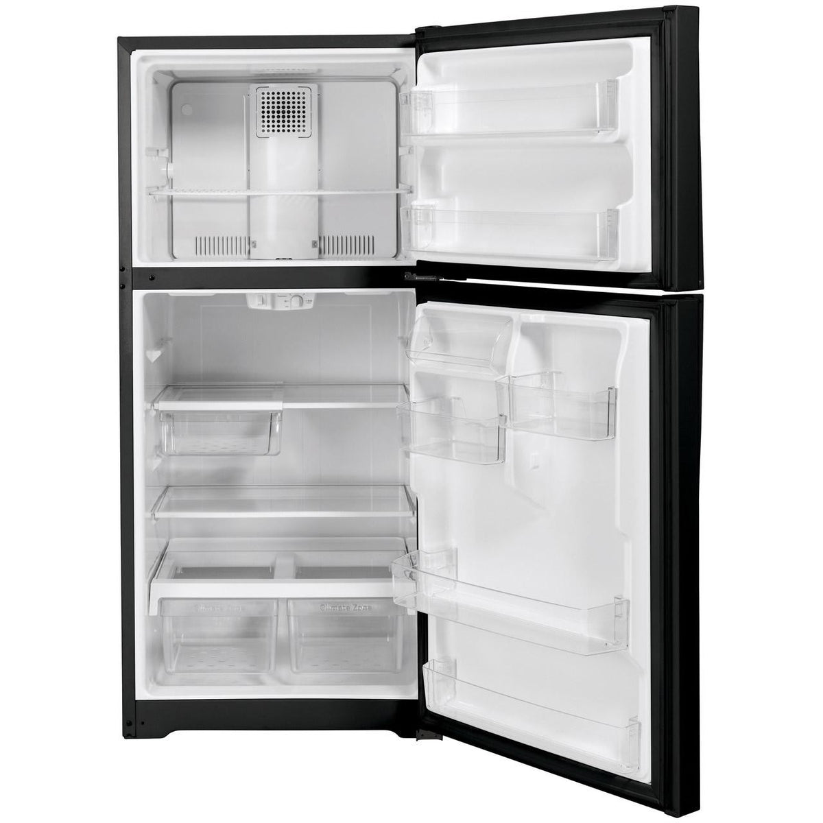  GE 33-inch, 21.9 cu. ft. Top Freezer Refrigerator with edge-to-edge glass shelves GTE22JTNRBB IMAGE 2
