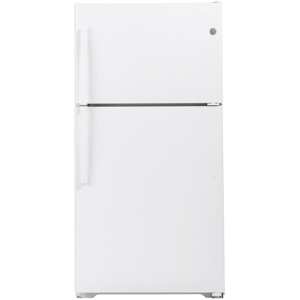 GE 33-inch, 21.9 cu. ft. Top Freezer Refrigerator with edge-to-edge glass shelves GTE22JTNRWW