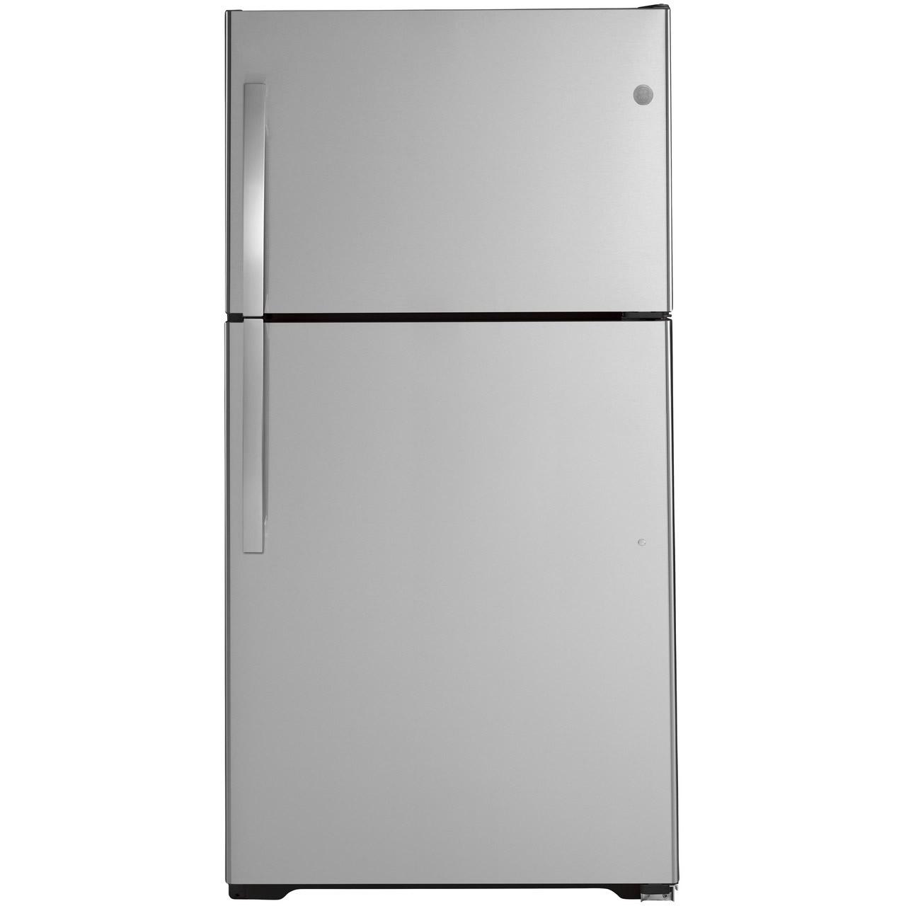  GE 33-inch, 21.9 cu. ft. Top Freezer Refrigerator with edge-to-edge glass shelves GTE22JSNRSS IMAGE 1