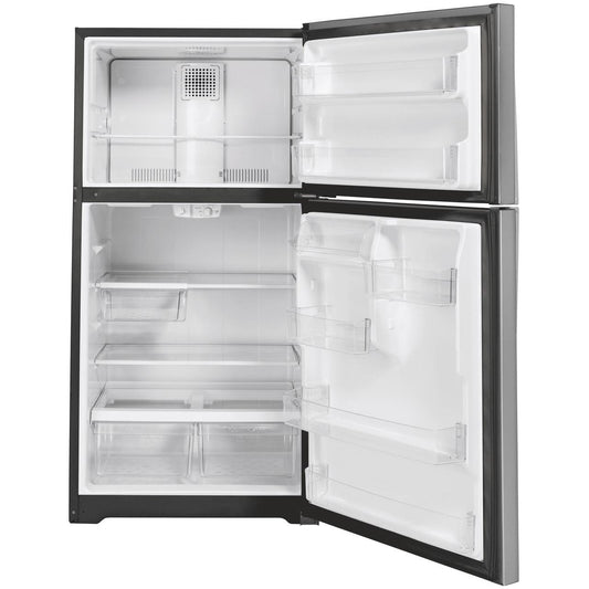  GE 33-inch, 21.9 cu. ft. Top Freezer Refrigerator with edge-to-edge glass shelves GTE22JSNRSS IMAGE 2