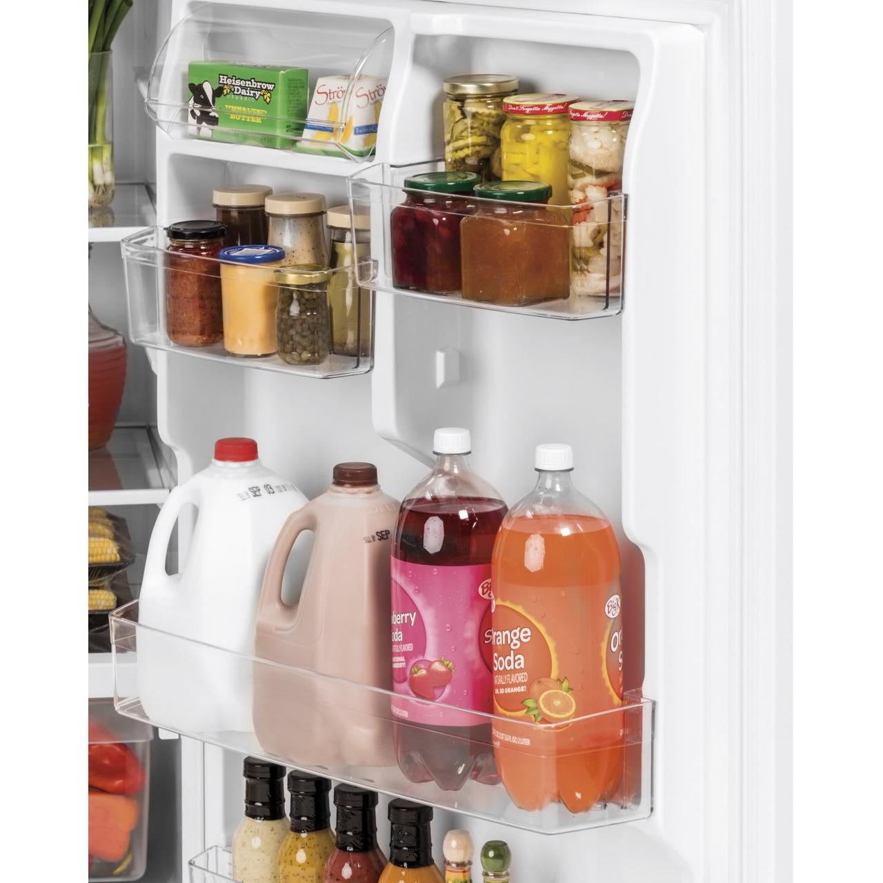  GE 33-inch, 21.9 cu. ft. Top Freezer Refrigerator with edge-to-edge glass shelves GTE22JSNRSS IMAGE 4
