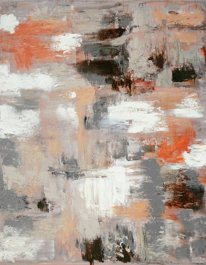 ''Rustic Ember Abstract'' Hand-painted Wrapped Canvas