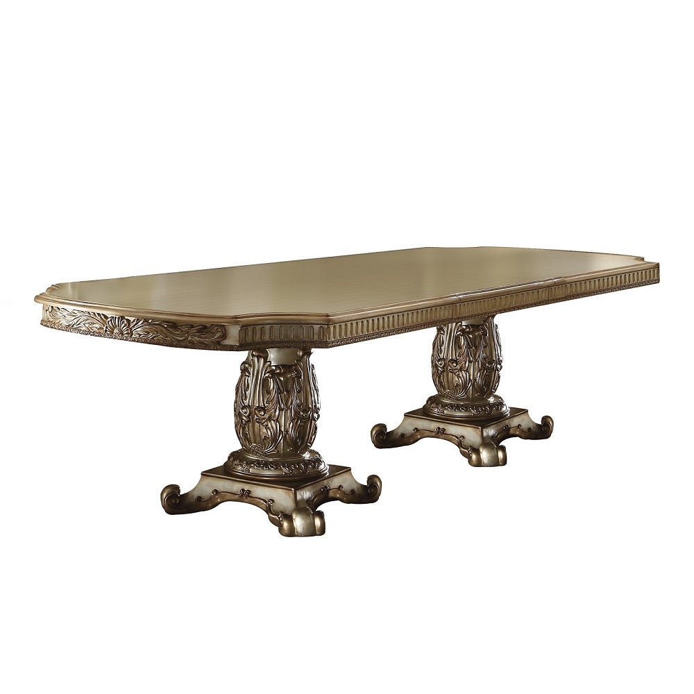 Vendome Dining Table - Gold Patina & Bone