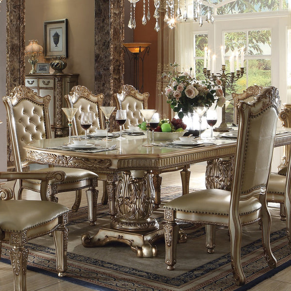 Vendome Dining Table - Gold Patina & Bone