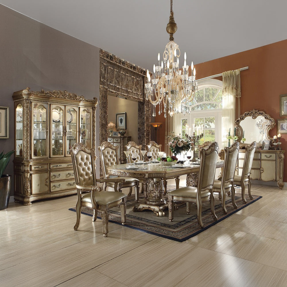 Vendome Dining Table - Gold Patina & Bone