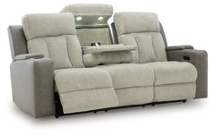 Stately Check PWR REC Sofa with ADJ Headrest