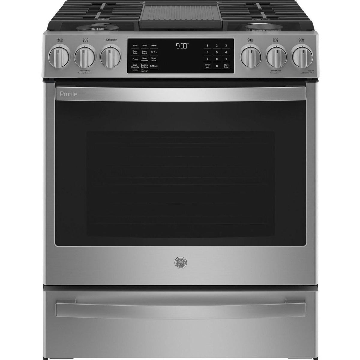  GE Profile 30-inch Slide-In Gas Range with No Preheat Air Fry PGS930YPFS IMAGE 1