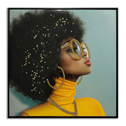 ''Afro in Yellow'' Gloss Canvas w/ Rocks in Frame