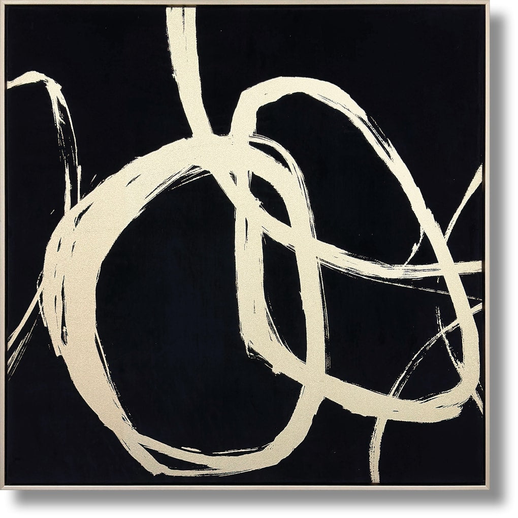''Monochrome Kinetic Swirl'' Suede Canvas w/ Metallic