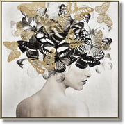 ''Gilded Monarch Reverie'' Hand-painted Canvas in Frame