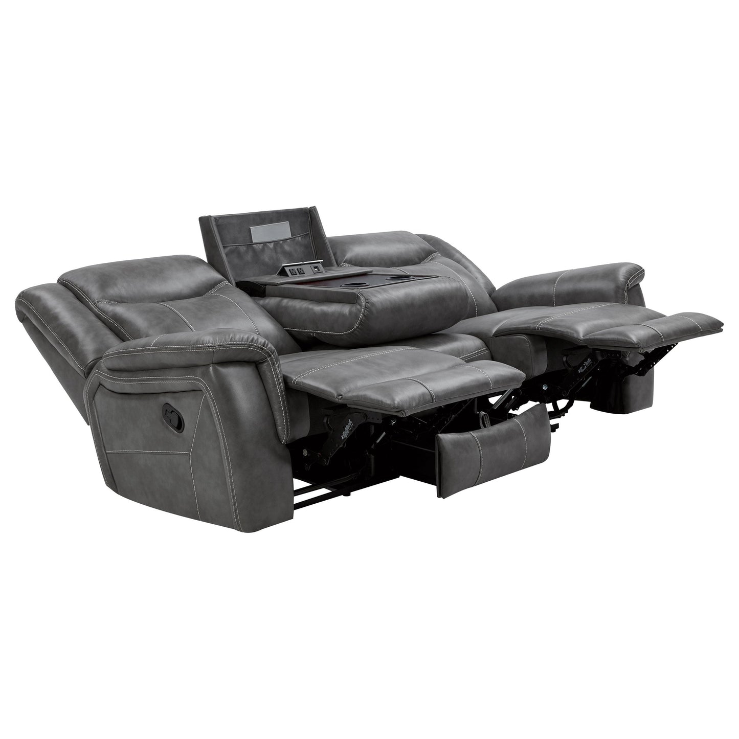 Sofá Conrad con brazos acolchados y tapizado, color gris