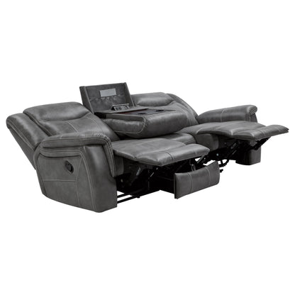 Sofá Conrad con brazos acolchados y tapizado, color gris