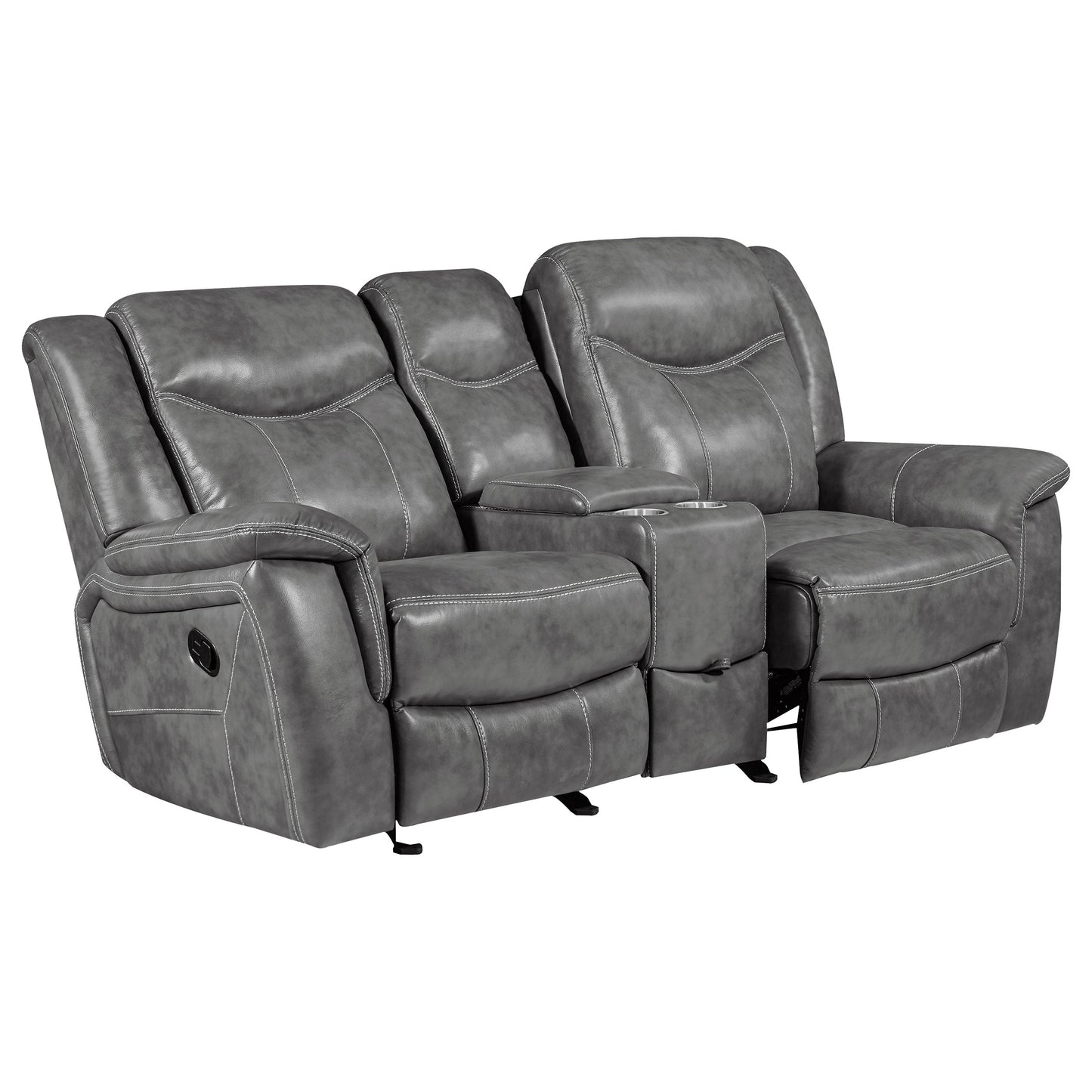 Loveseat tapizado con brazos acolchados Conrad, gris