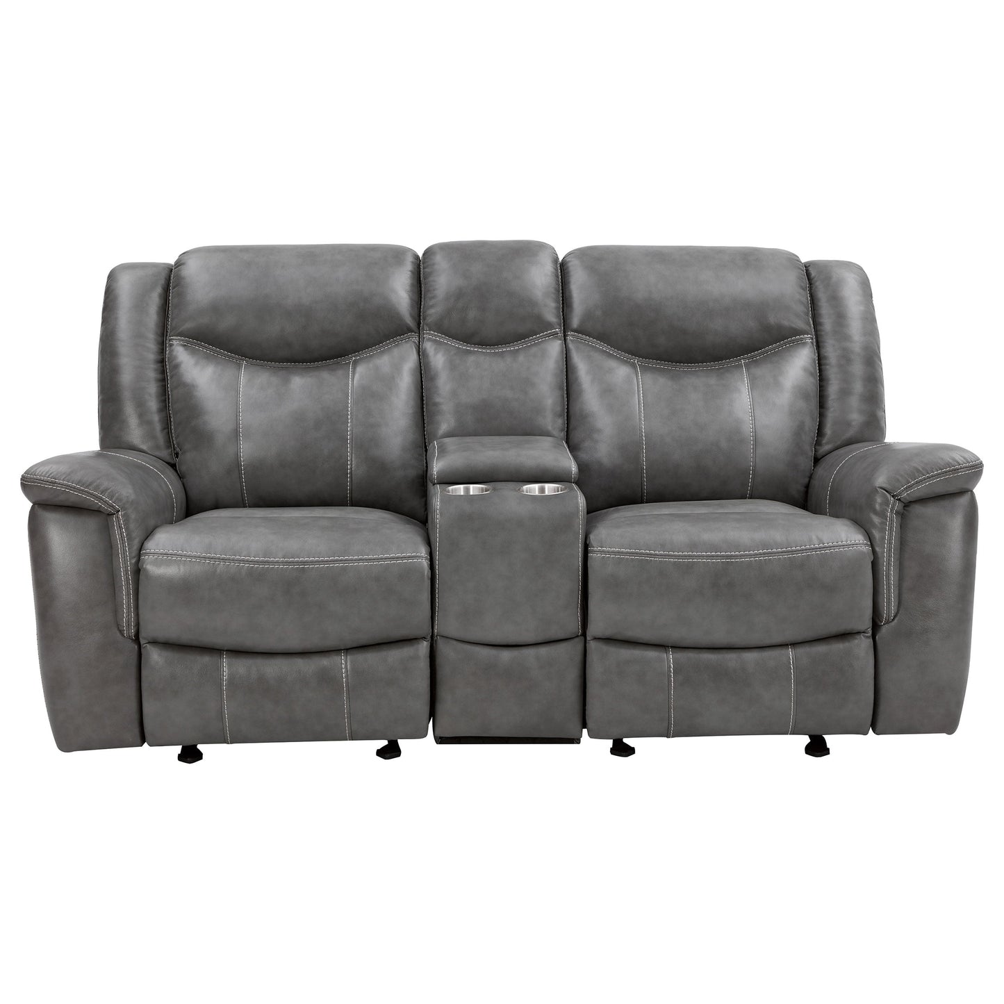 Loveseat tapizado con brazos acolchados Conrad, gris