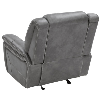 Sillón reclinable con brazos acolchados y tapizado Conrad, color gris