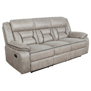 Greer Upholstered Motion Reclining Sofa ‚Äì Brown Leatherette