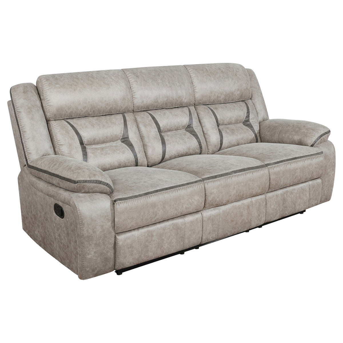 Greer Upholstered Motion Reclining Sofa ‚Äì Brown Leatherette