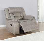 Sillón reclinable giratorio tapizado Greer marrón