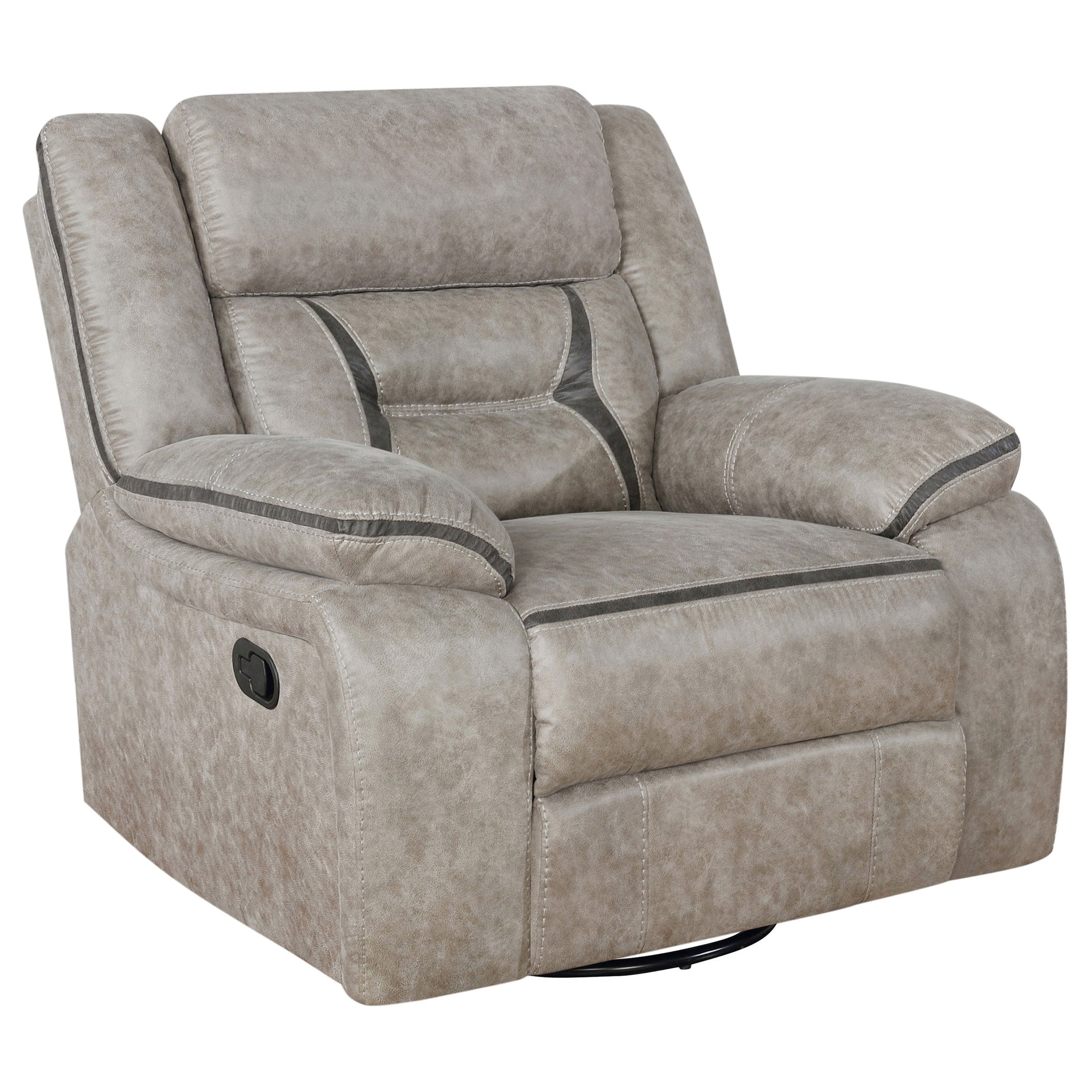 Sillón reclinable giratorio tapizado Greer marrón