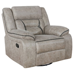 Sillón reclinable giratorio tapizado Greer marrón