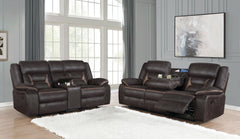 Conjunto de sofá reclinable tapizado Greer marrón