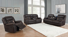 Conjunto de sofá reclinable tapizado Greer marrón