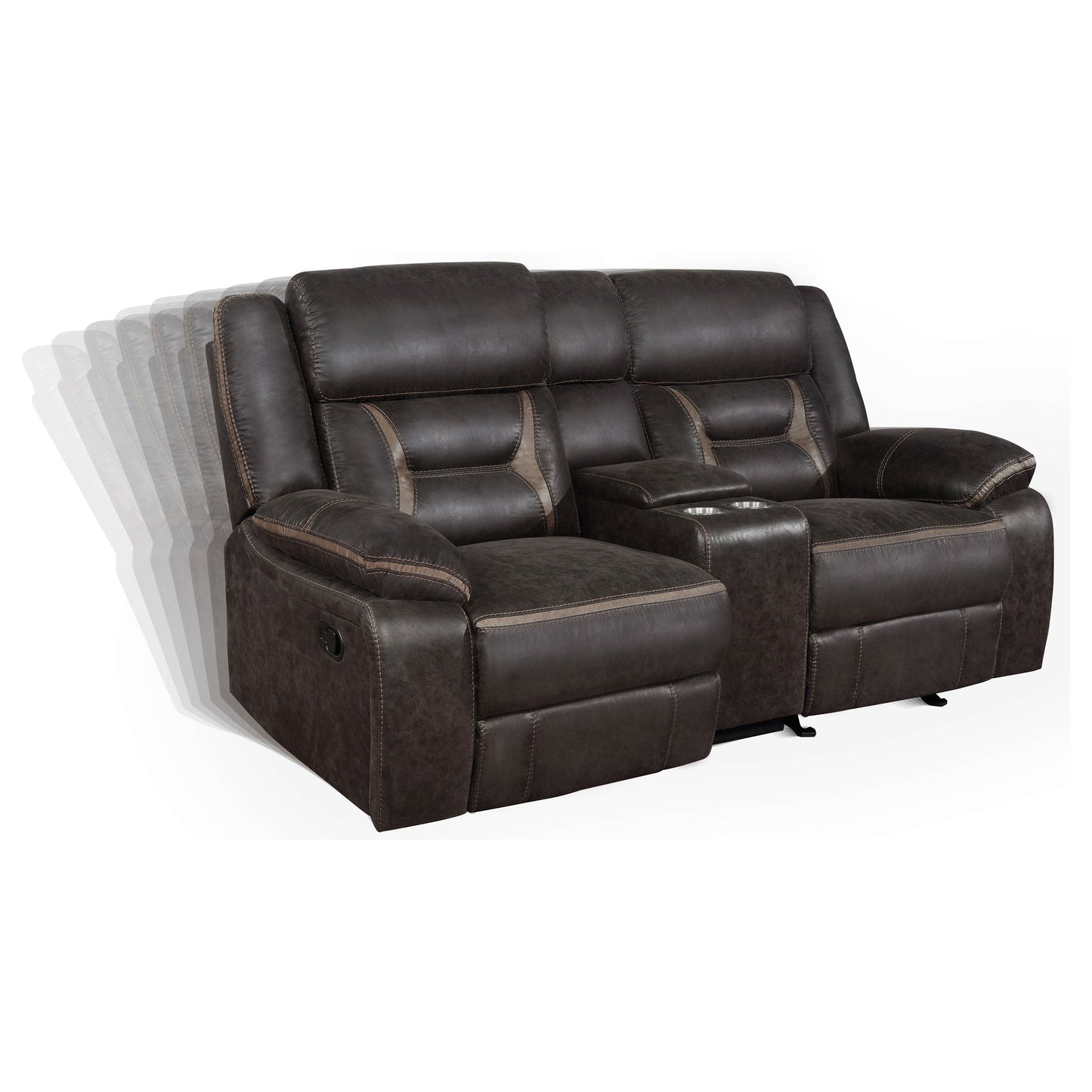 Loveseat reclinable con movimiento tapizado Greer marrón
