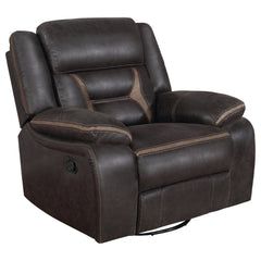 Sillón reclinable giratorio tapizado Greer marrón