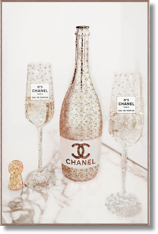 ''Elegant Designer-Inspired Glitter Art'' Gloss w/ Foil & Rocks in Frame