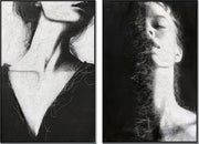 ''Tangled Serenity Dual Portraits'' Hand-painted Canvas in Frame (set)